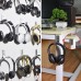 Geekria Foldable Wall Mount Headphones Holder  Headset Wall Hanger  Aluminum Wallmount Hook  Hold Up to 1kg with 3M Tape  20kg with Screws  Stand Come with Headband Protective Pad (Black 2pcs) - B078VMFQ46